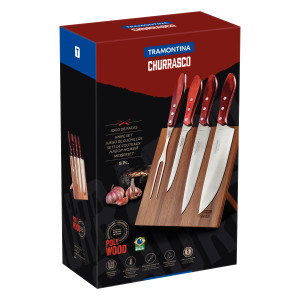 Churrasco Barbecue Knife Block  5 Piece - Red